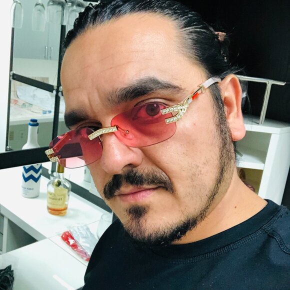 Men Women Sunglasses Red Lens Fashion Designer New Style Square Rimless Lentes - Picture 1 of 3